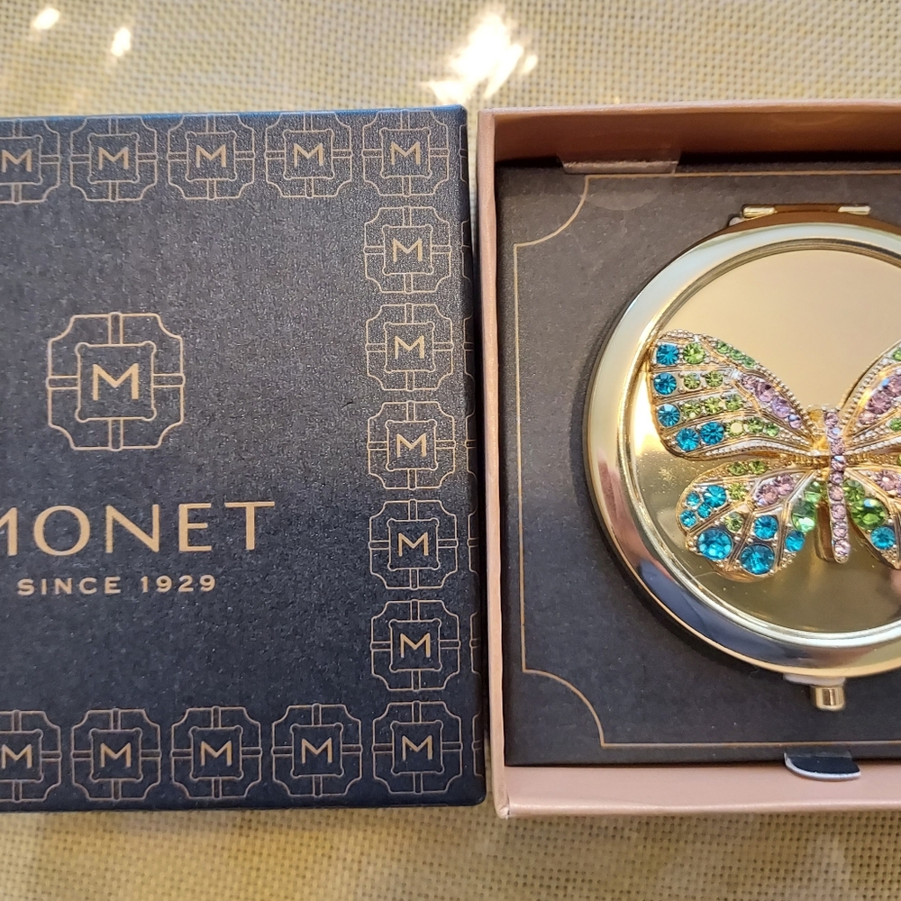 Compact Mirror Rhinestone Butterfly - New - Picture 4 of 5
